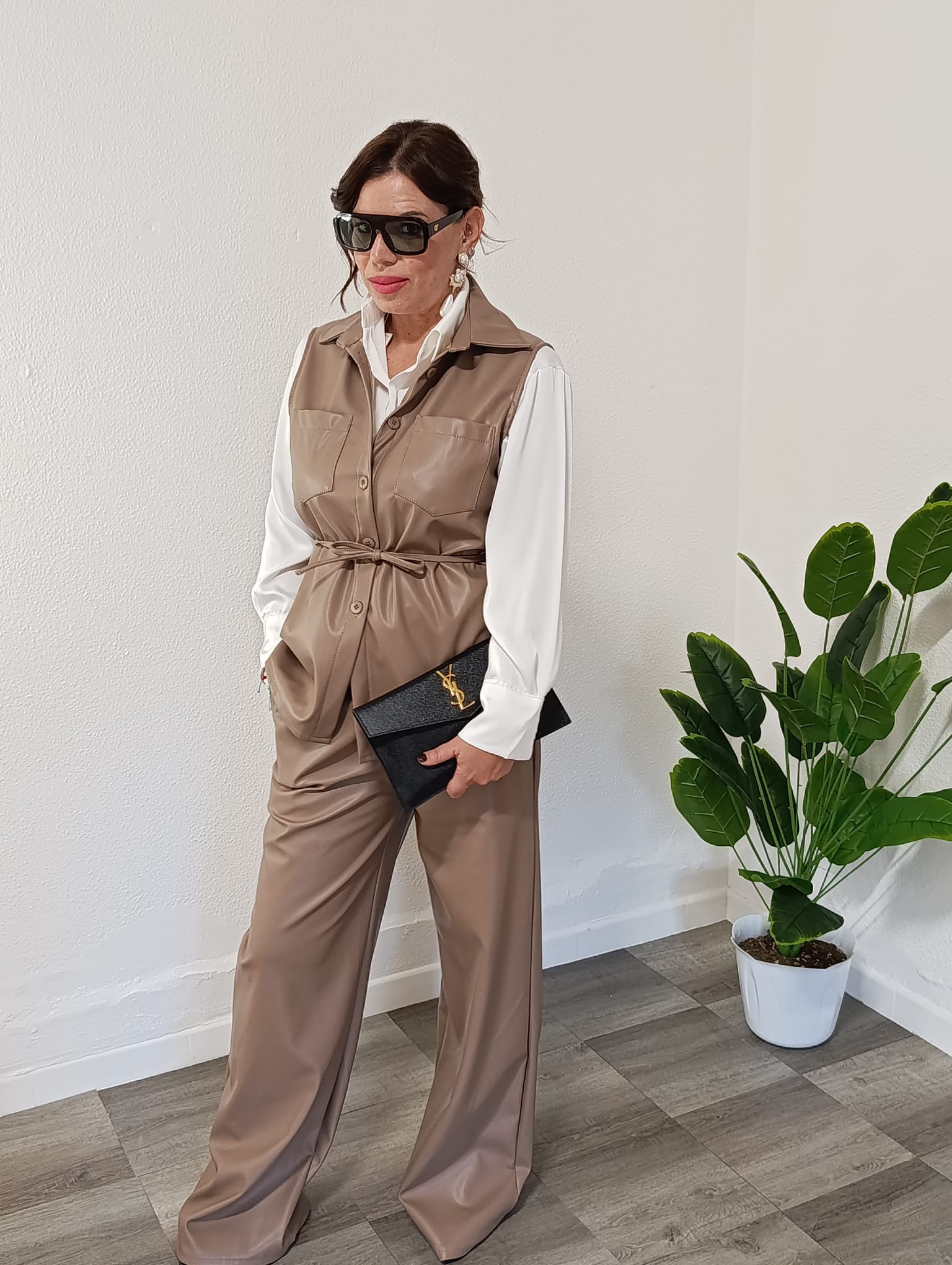 coordinato ecopelle beige