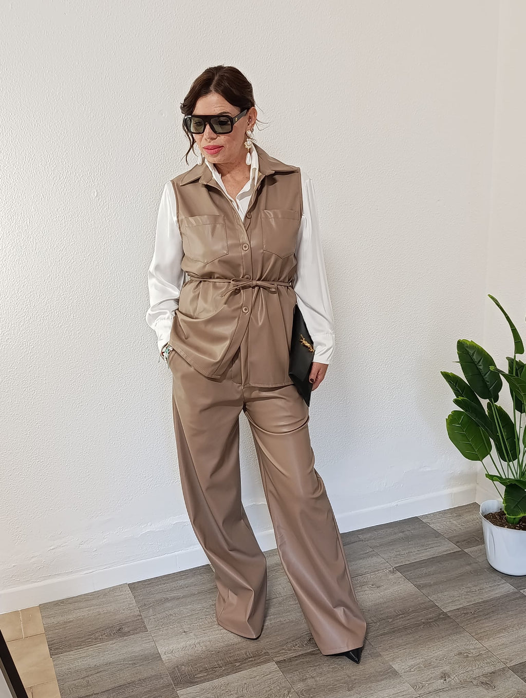 coordinato ecopelle beige