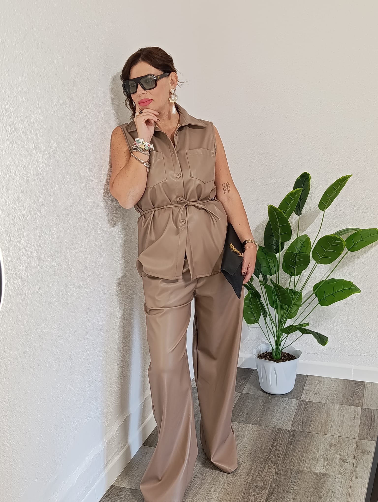 coordinato ecopelle beige