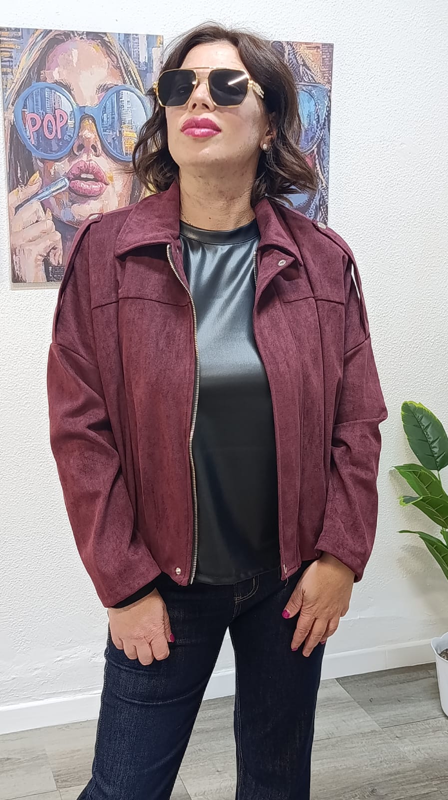 GIACCA CAMOSCIO BORDEAUX