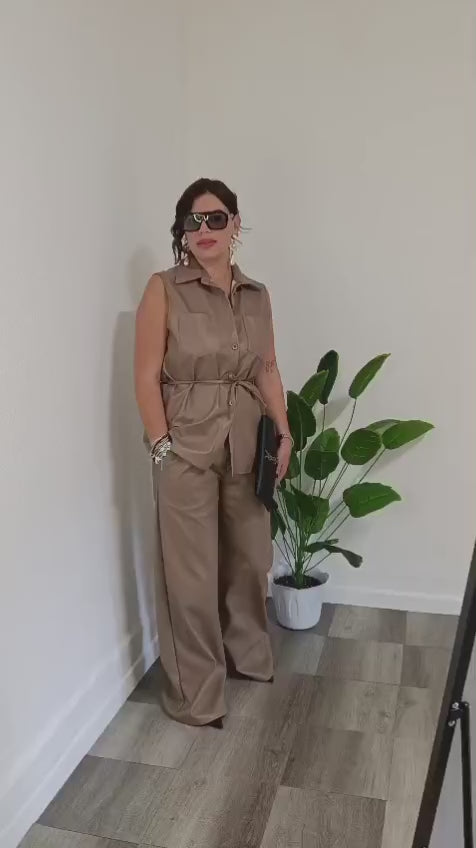 coordinato ecopelle beige